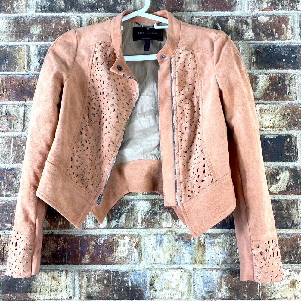 BCBG cropped jacket, apricot suede